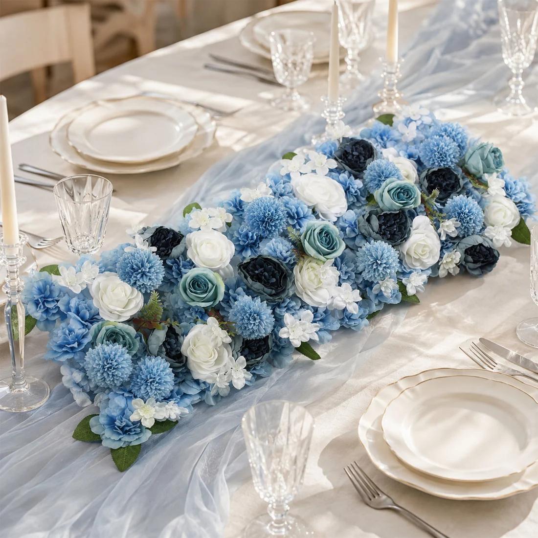 40 x 16 in Pre-Arranged Artificial Floral Runner Assorted Silk Flowers