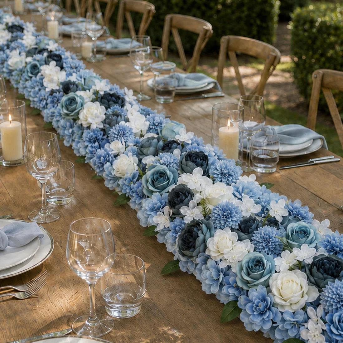 40 x 16 in Pre-Arranged Artificial Floral Runner Assorted Silk Flowers