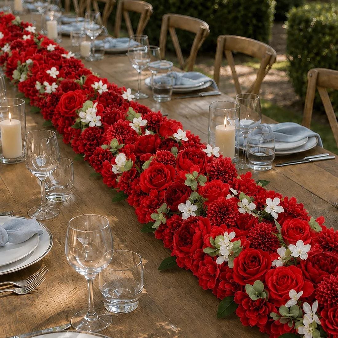 40 x 16 in Pre-Arranged Artificial Floral Runner Assorted Silk Flowers