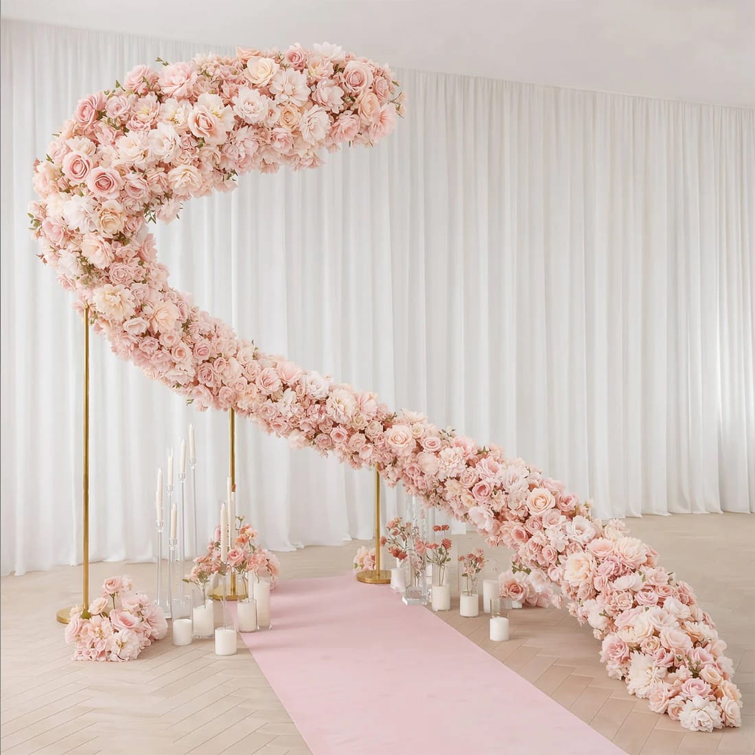 40 x 16 in Pre-Arranged Silk Flower Runner Assorted Artificial Flowers