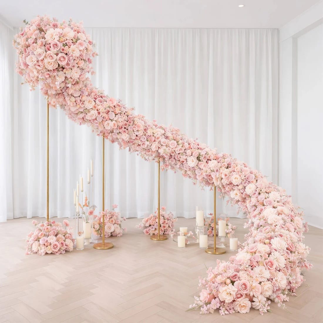 40 x 16 in Pre-Arranged Silk Flower Runner Assorted Artificial Flowers