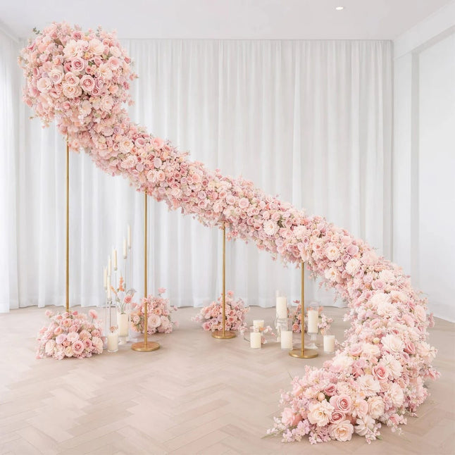 40 x 16 in Pre-Arranged Silk Flower Runner Assorted Artificial Flowers