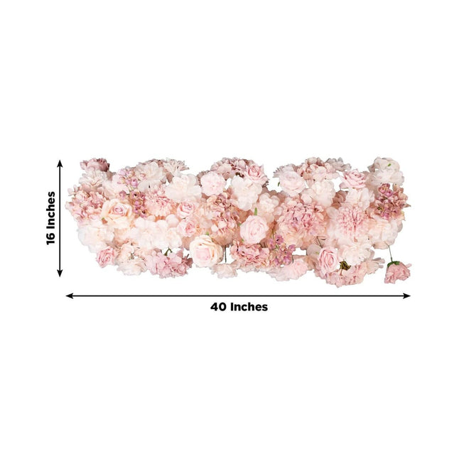 40 x 16 in Pre-Arranged Silk Flower Runner Assorted Artificial Flowers