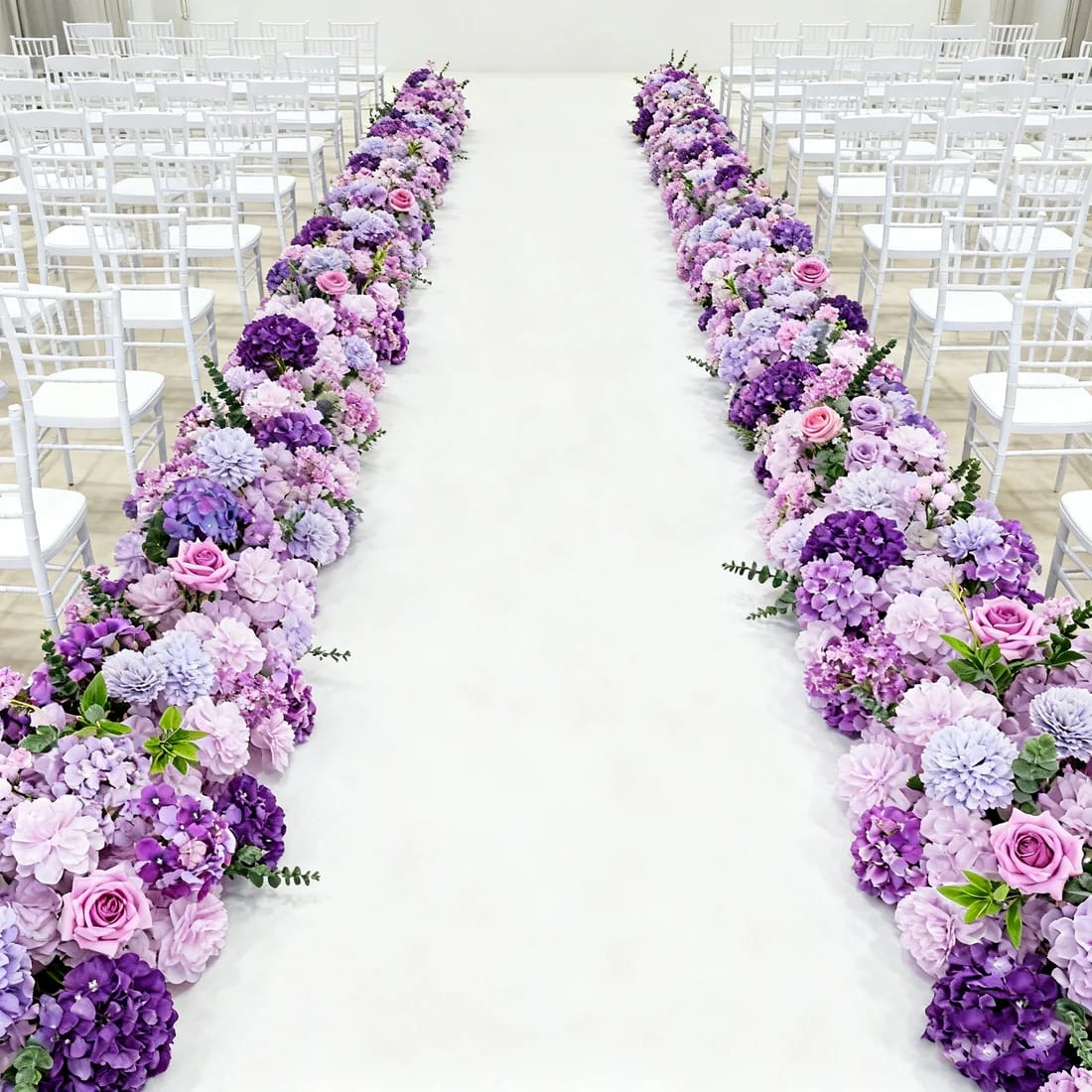 40 x 16 in Pre-Arranged Silk Flower Runner Assorted Artificial Flowers