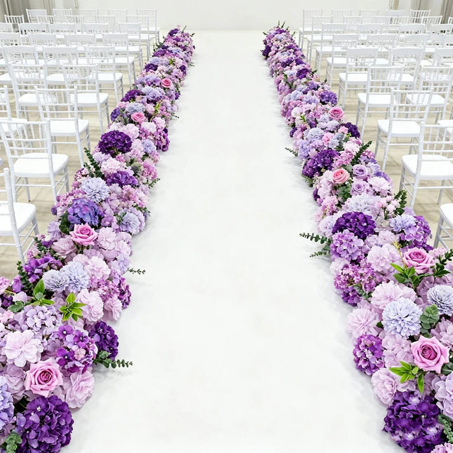 40 x 16 in Pre-Arranged Silk Flower Runner Assorted Artificial Flowers