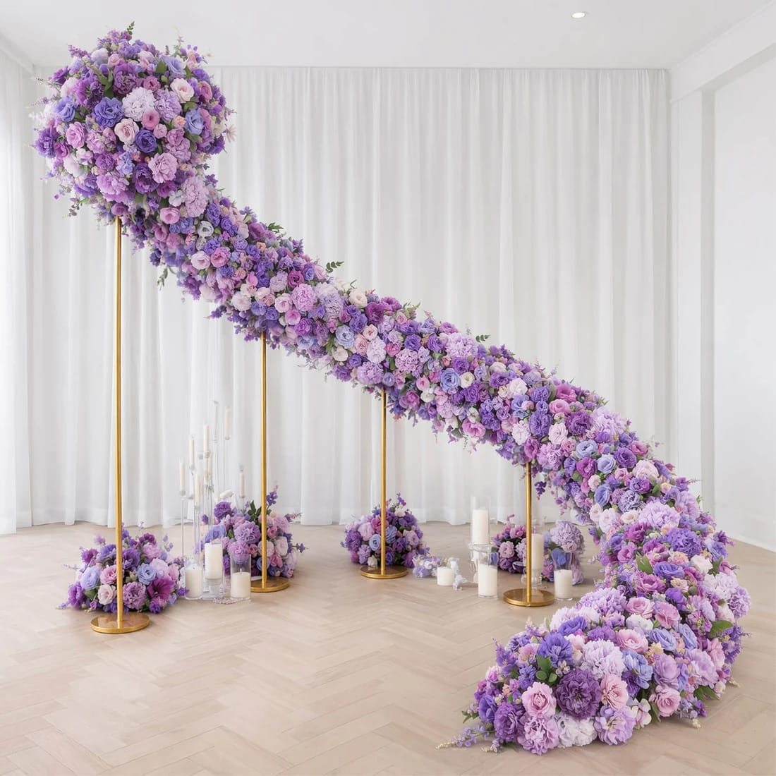 40 x 16 in Pre-Arranged Silk Flower Runner Assorted Artificial Flowers