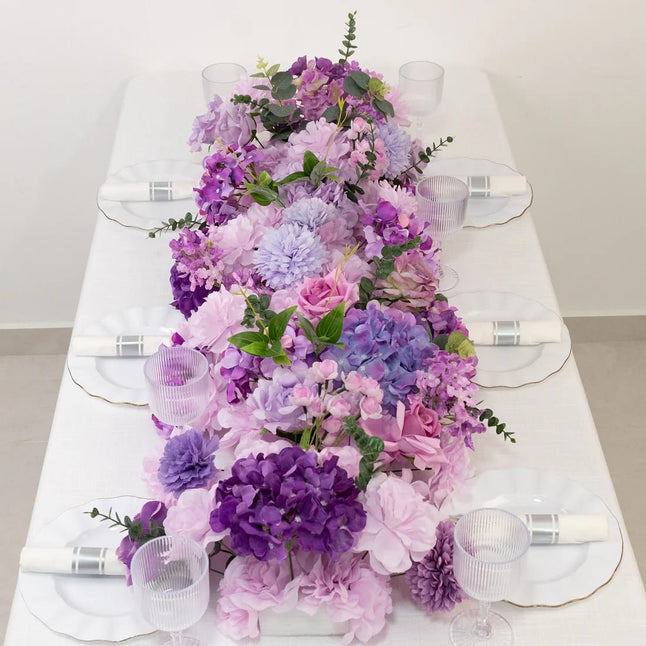 40 x 16 in Pre-Arranged Silk Flower Runner Assorted Artificial Flowers
