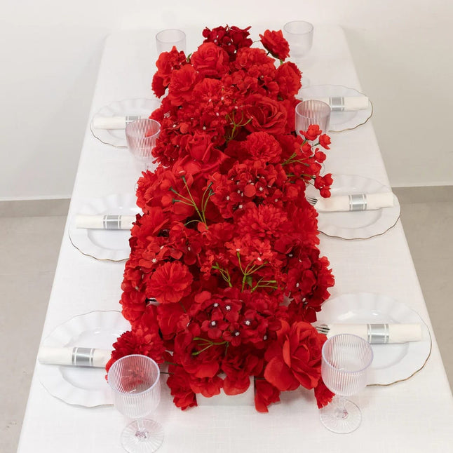 40 x 16 in Pre-Arranged Silk Flower Runner Assorted Artificial Flowers