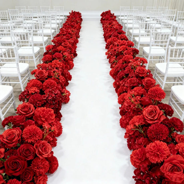 40 x 16 in Pre-Arranged Silk Flower Runner Assorted Artificial Flowers
