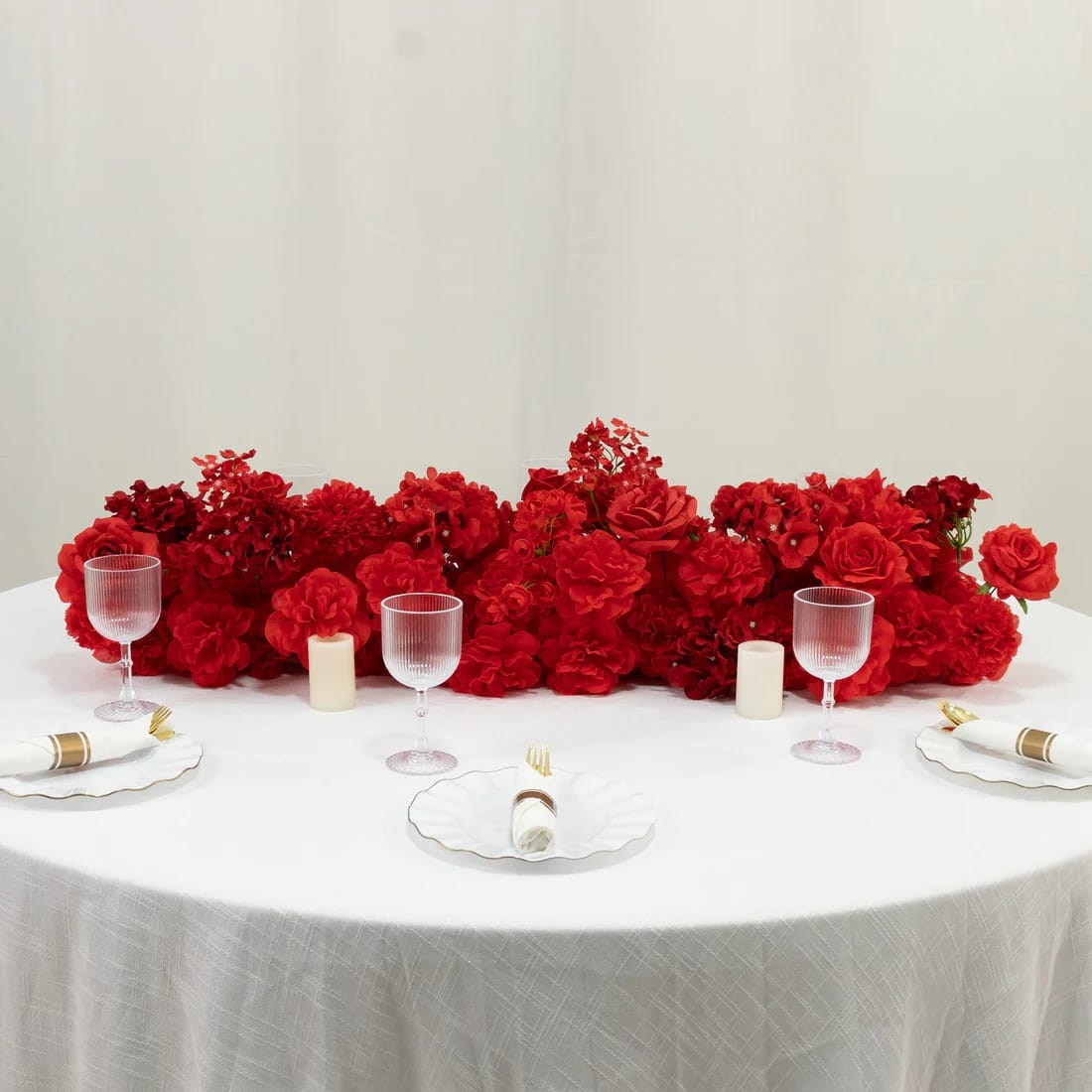 40 x 16 in Pre-Arranged Silk Flower Runner Assorted Artificial Flowers