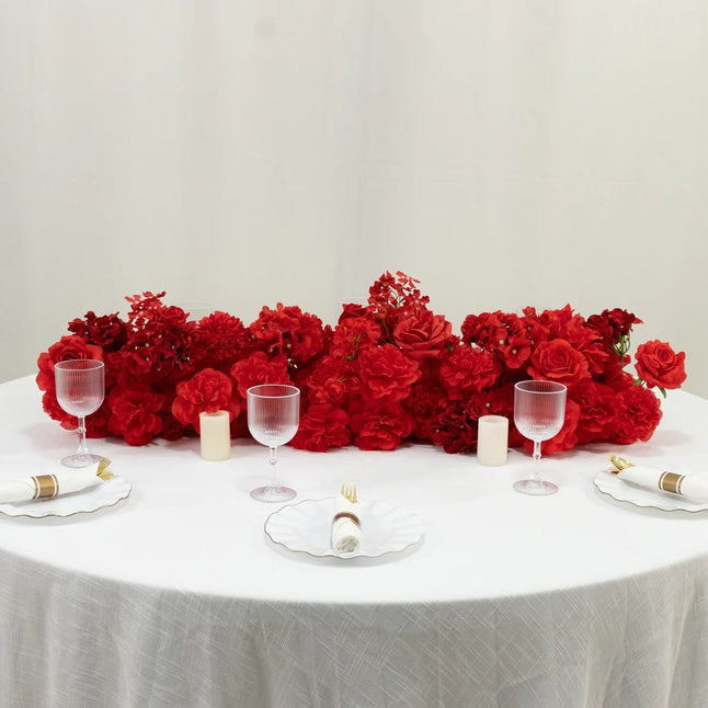 40 x 16 in Pre-Arranged Silk Flower Runner Assorted Artificial Flowers