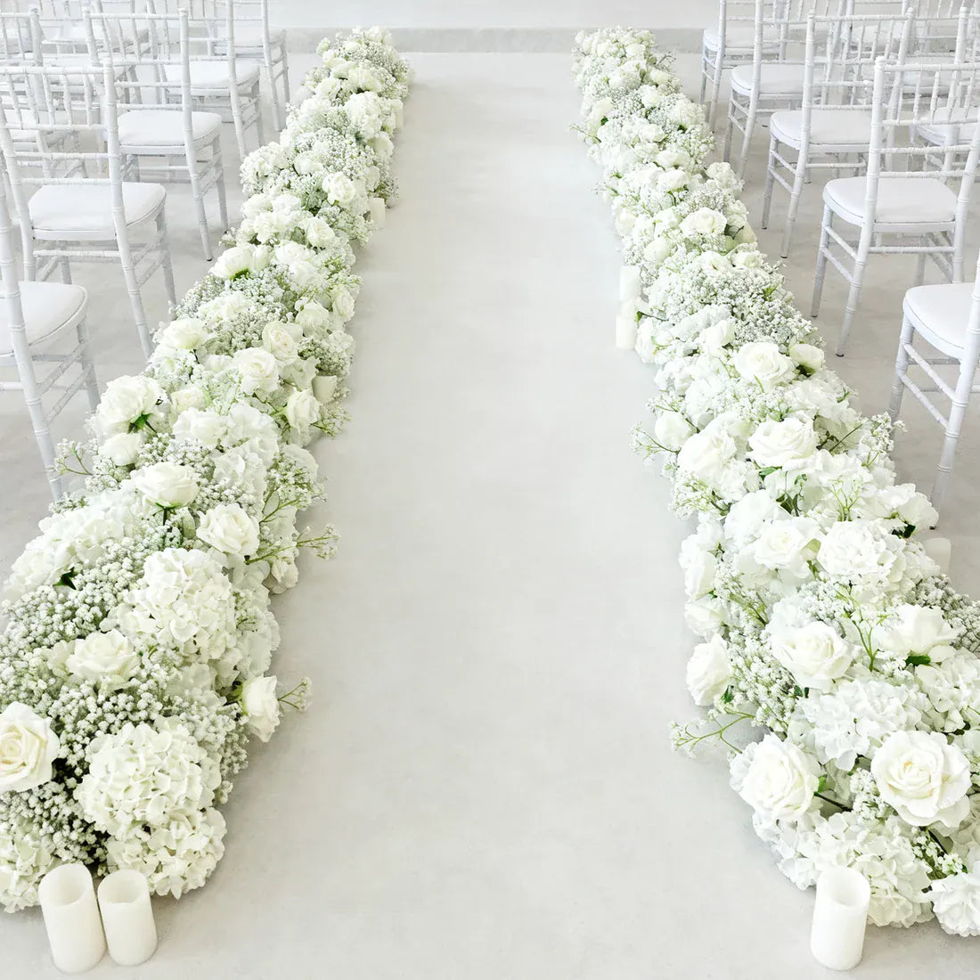 40 x 16 in Pre-Arranged Silk Flower Runner Assorted Artificial Flowers