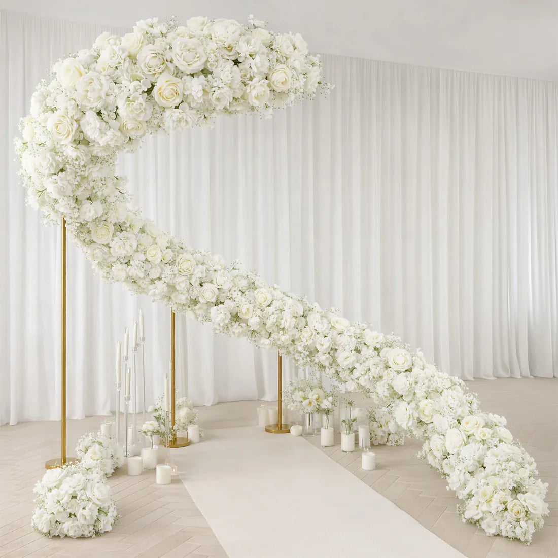 40 x 16 in Pre-Arranged Silk Flower Runner Assorted Artificial Flowers