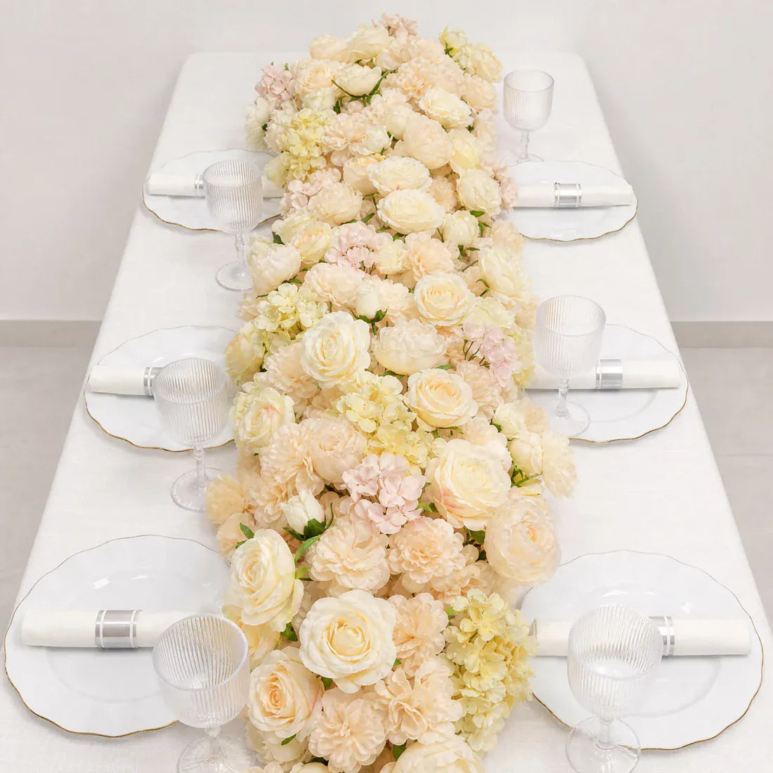40 x 16 in Pre-Arranged Silk Flower Runner Assorted Artificial Flowers