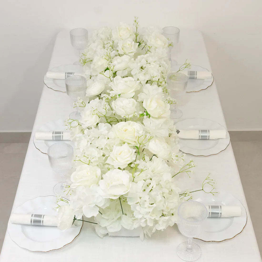 40 x 16 in Pre-Arranged Silk Flower Runner Assorted Artificial Flowers