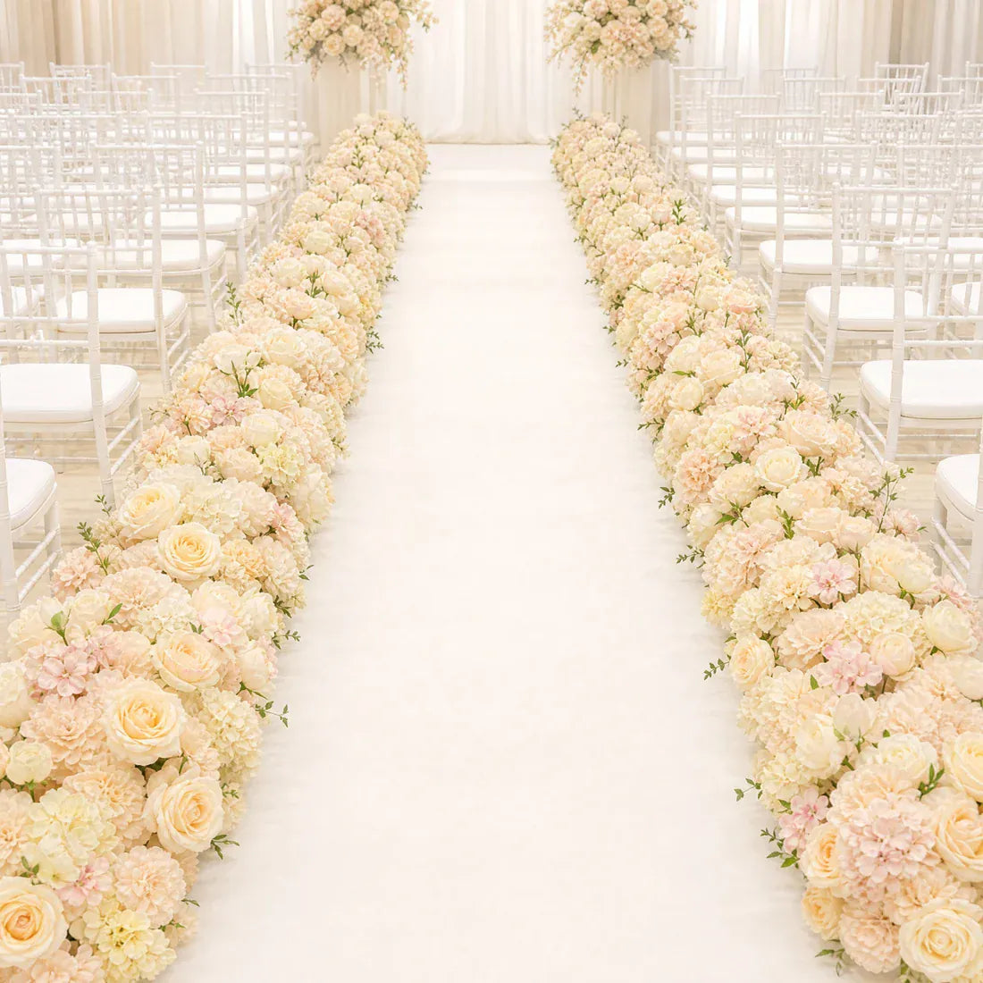 40 x 16 in Pre-Arranged Silk Flower Runner Assorted Artificial Flowers