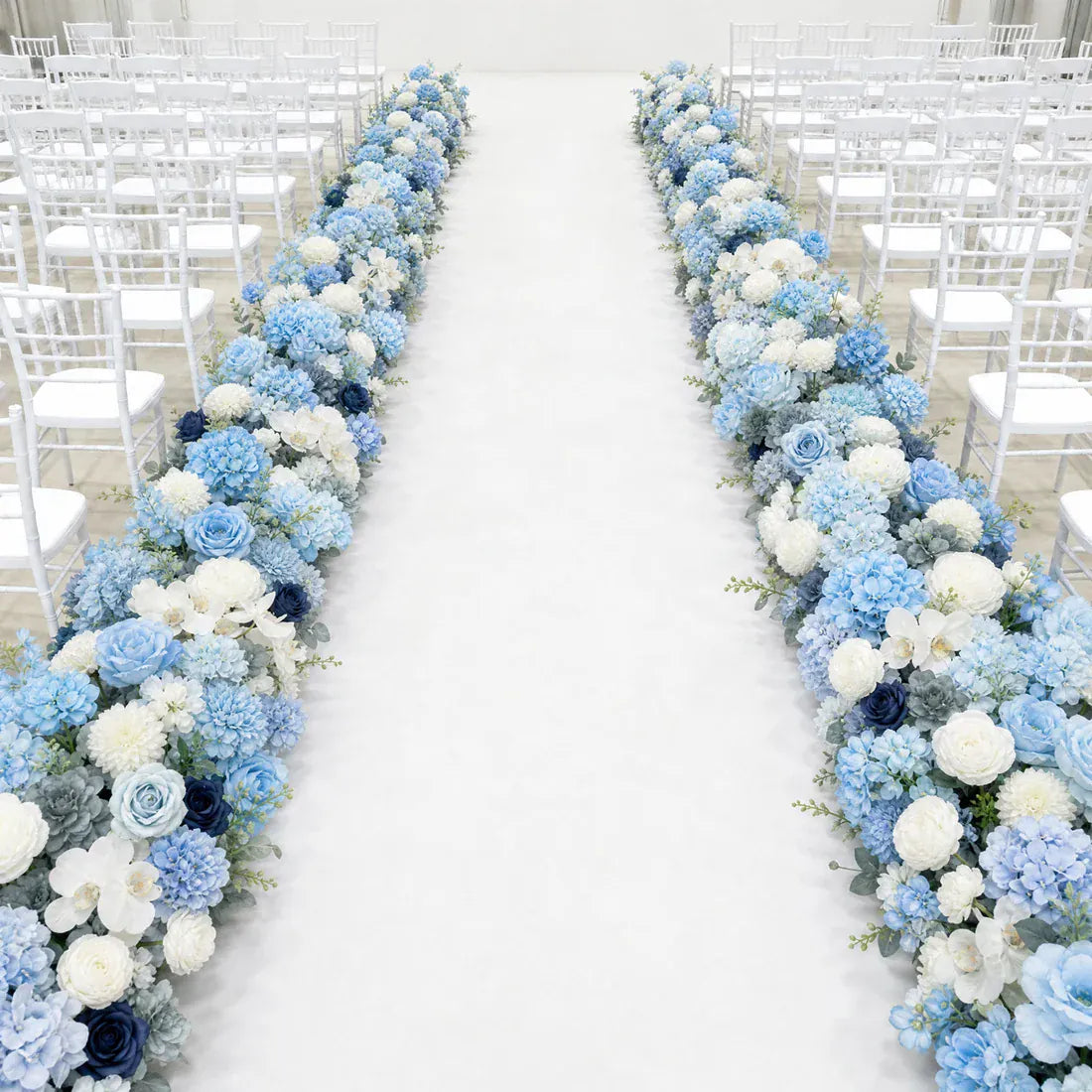 40 x 16 in Pre-Arranged Silk Flower Runner Assorted Artificial Flowers