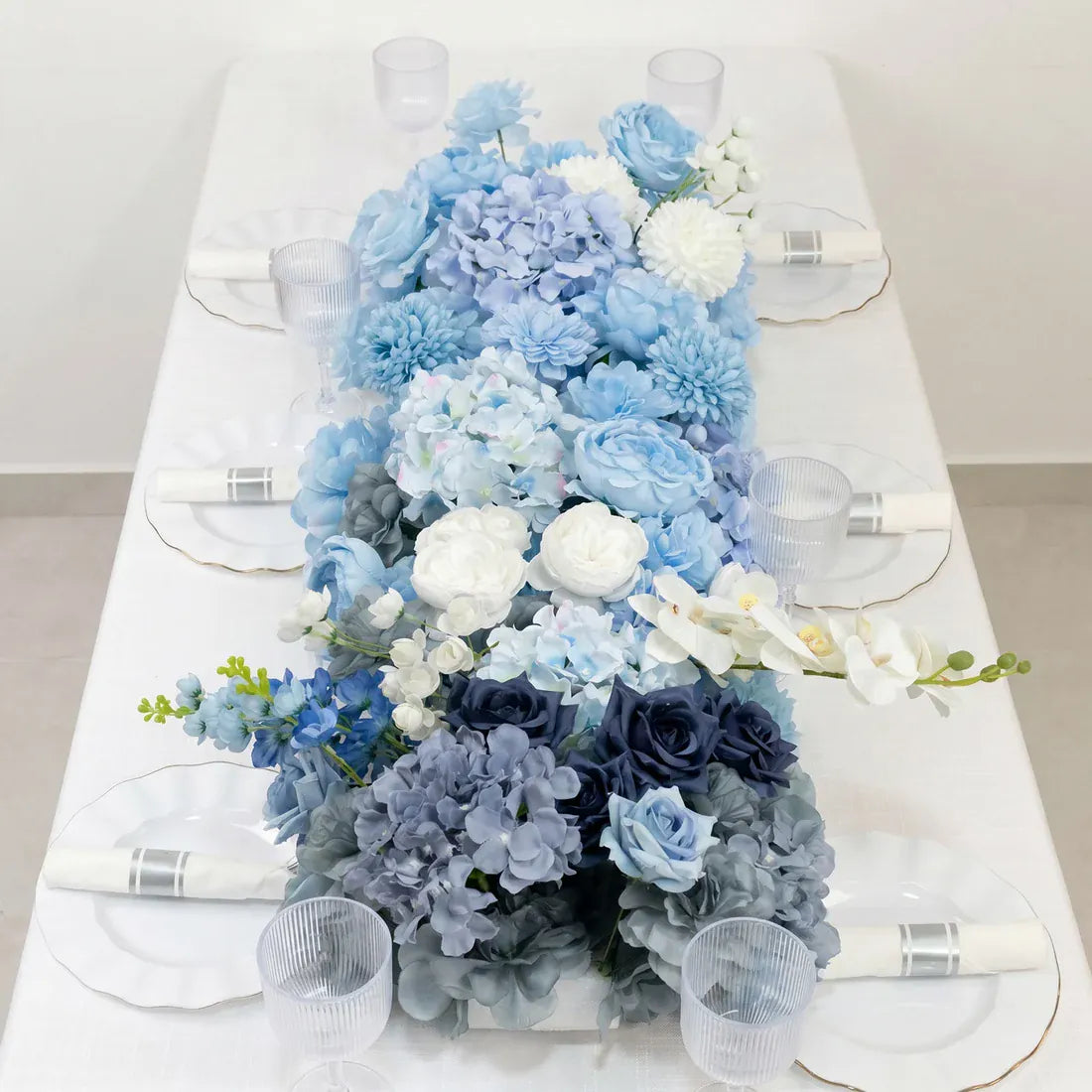 40 x 16 in Pre-Arranged Silk Flower Runner Assorted Artificial Flowers