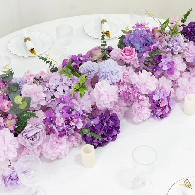 40 x 16 in Pre-Arranged Silk Flower Runner Assorted Artificial Flowers