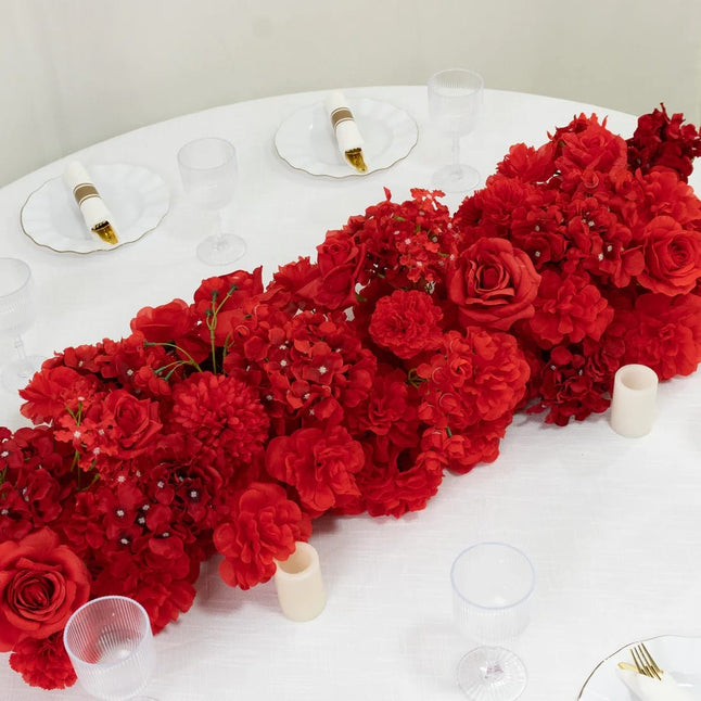 40 x 16 in Pre-Arranged Silk Flower Runner Assorted Artificial Flowers