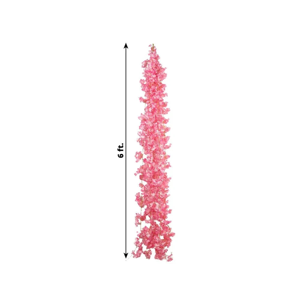 5 pcs 6 feet Silk Artificial Cherry Blossom Flowers Garland