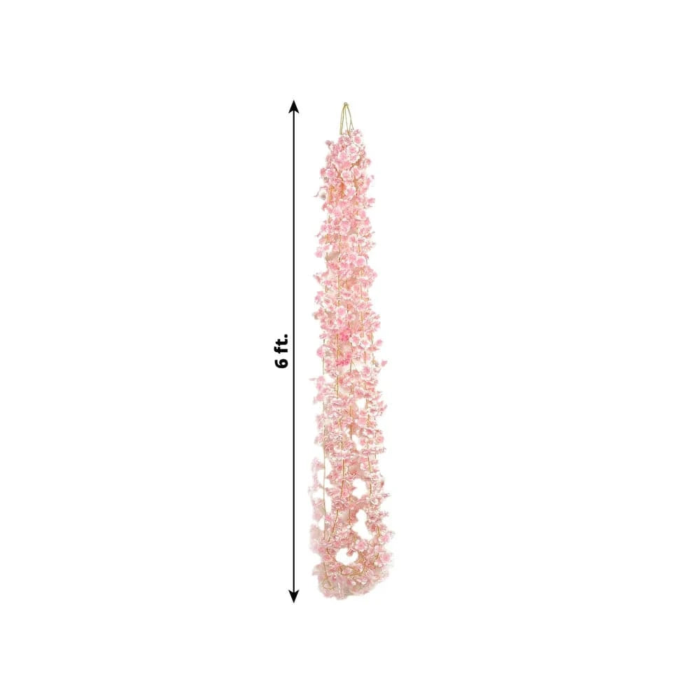 5 pcs 6 feet Silk Artificial Cherry Blossom Flowers Garland