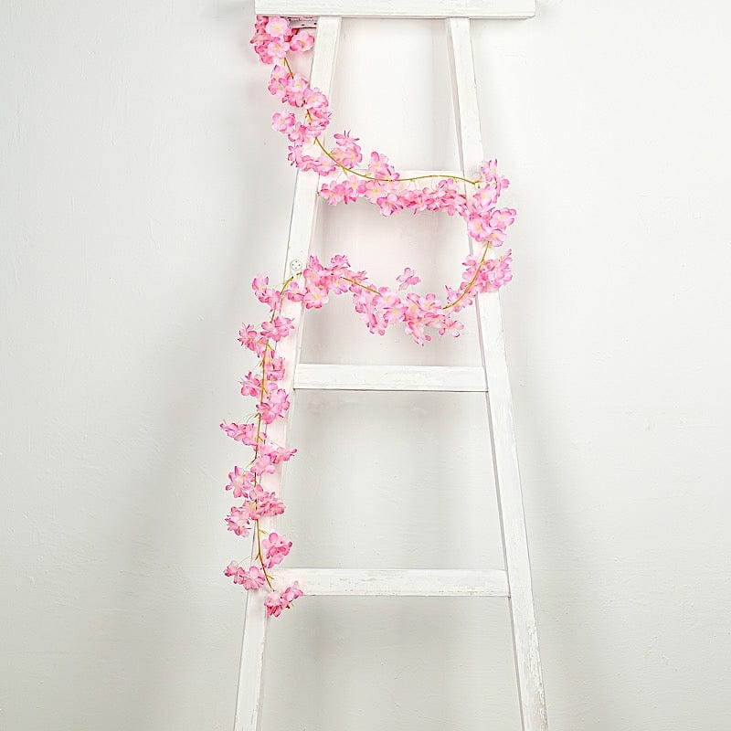 5 pcs 6 feet Silk Artificial Cherry Blossom Flowers Garland
