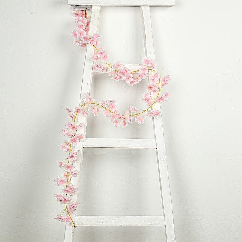 5 pcs 6 feet Silk Artificial Cherry Blossom Flowers Garland