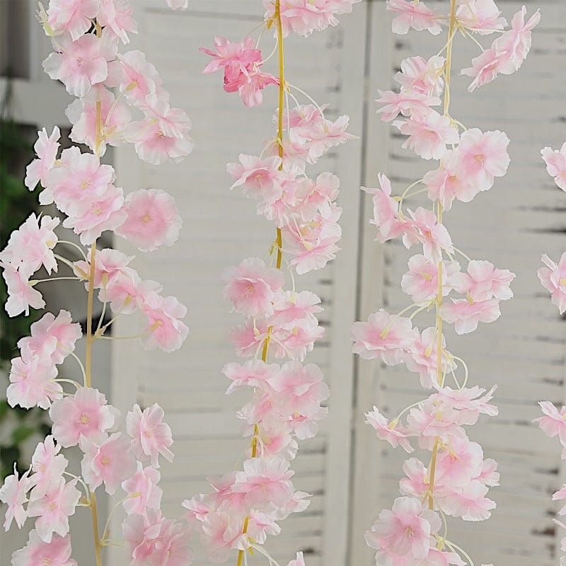 5 pcs 6 feet Silk Artificial Cherry Blossom Flowers Garland