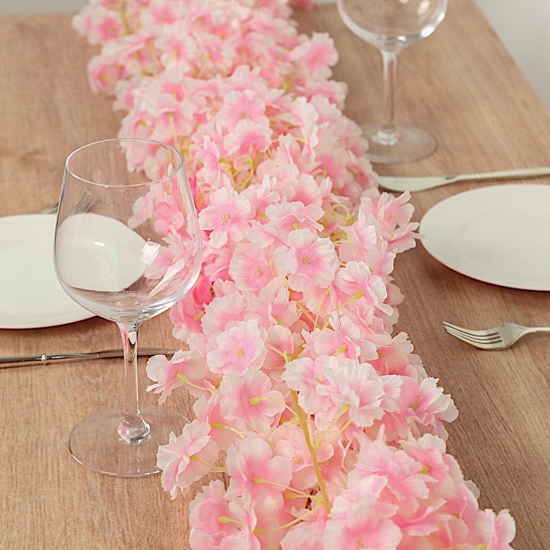 5 pcs 6 feet Silk Artificial Cherry Blossom Flowers Garland