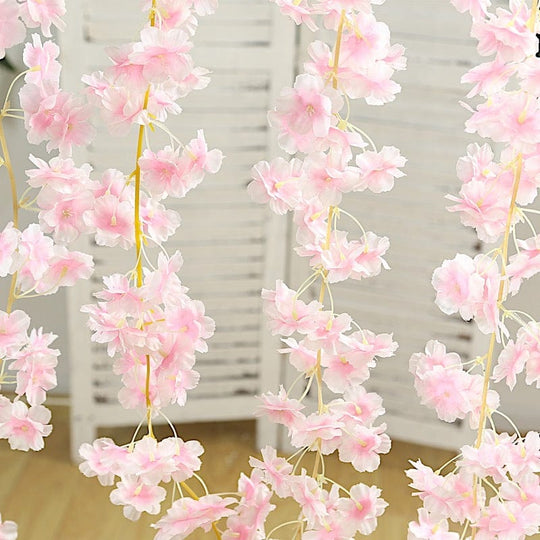 5 pcs 6 feet Silk Artificial Cherry Blossom Flowers Garland