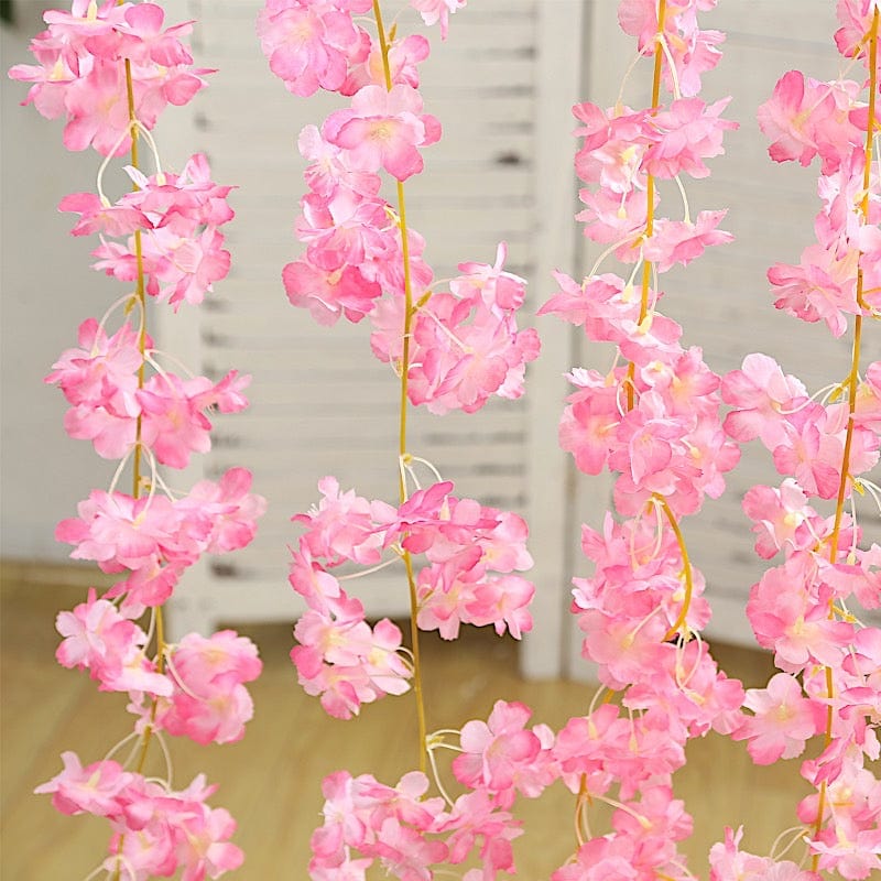 5 pcs 6 feet Silk Artificial Cherry Blossom Flowers Garland