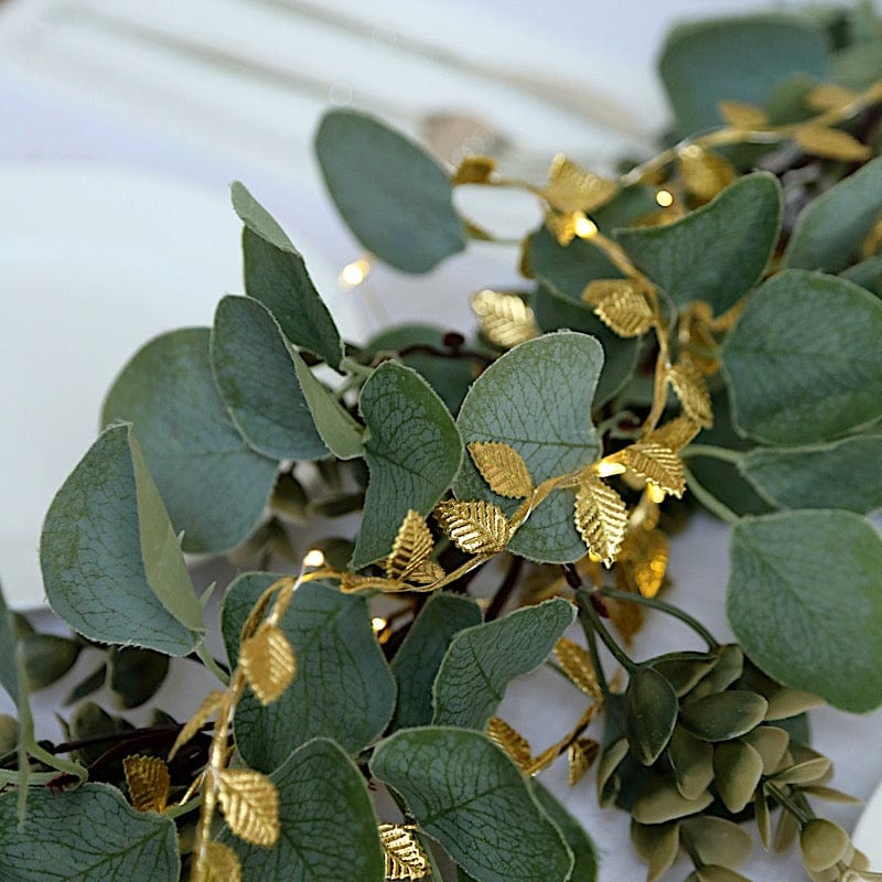 Metallic Gold 15 feet Rose Leaves Fairy Lights Battery Operated LED Garland
