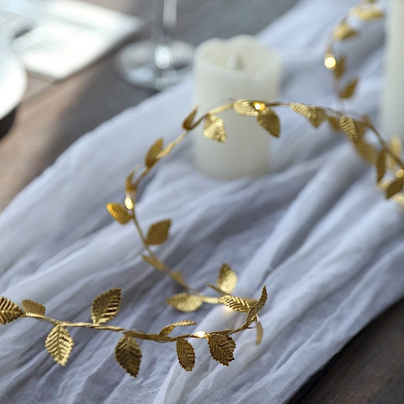 Metallic Gold 15 feet Rose Leaves Fairy Lights Battery Operated LED Garland