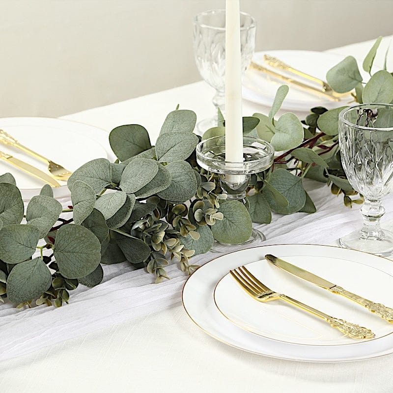 6.5 feet Green Artificial Eucalyptus LED Garland with Boxwood Leaf