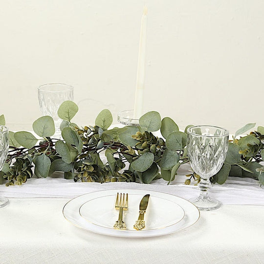 6.5 feet Green Artificial Eucalyptus LED Garland with Boxwood Leaf