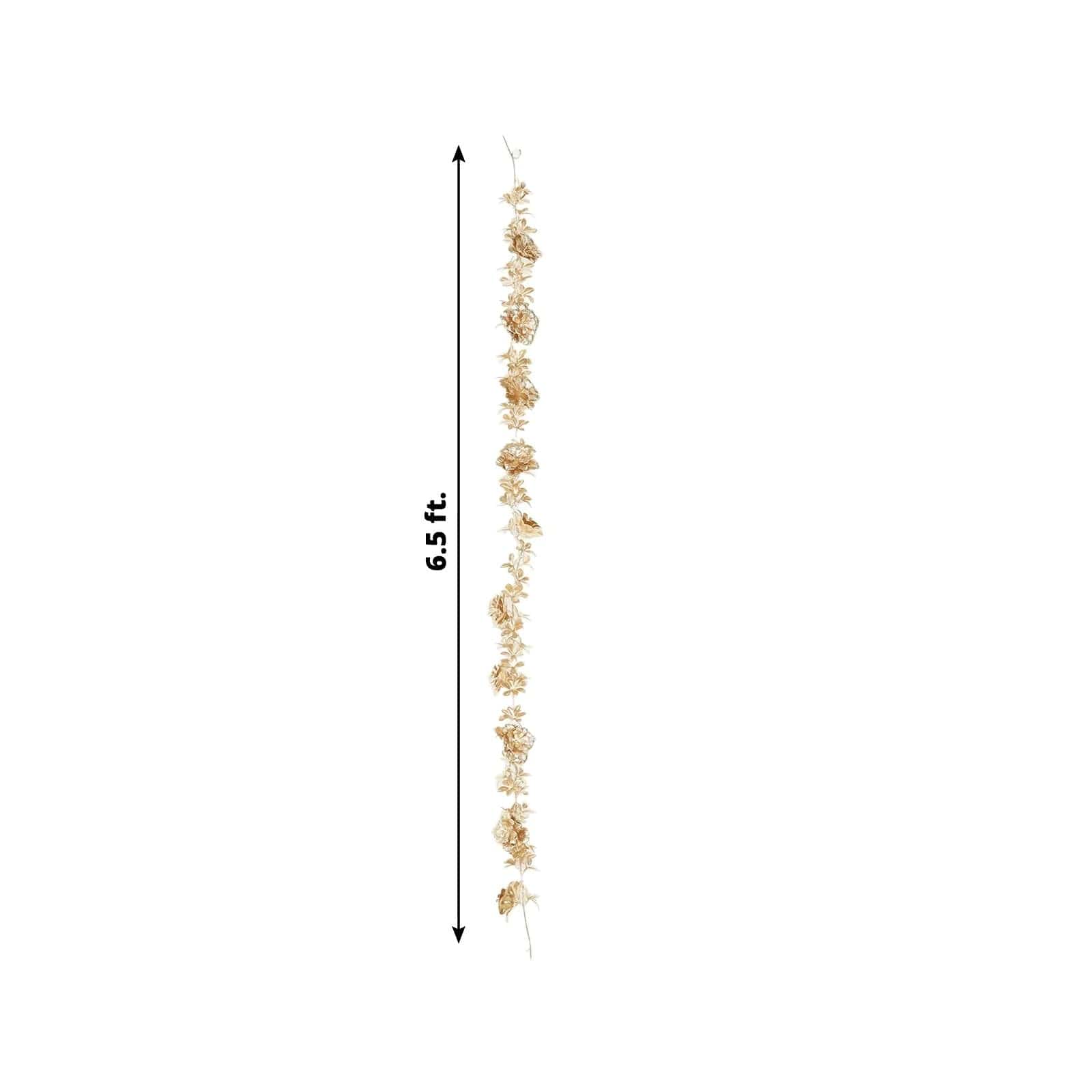 6.5 feet Metallic Gold Artificial Magnolia and Jasmine Leaves Garland