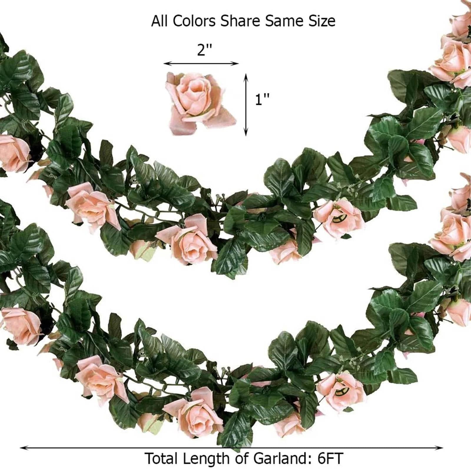 6 feet 3D Chain Garland with Silk Roses