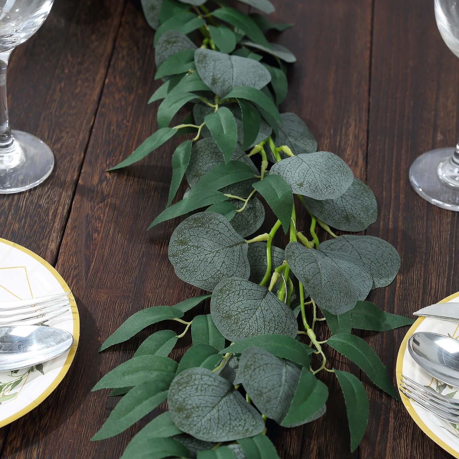 6 feet  Green Artificial Eucalyptus Leaf Garland String Lights