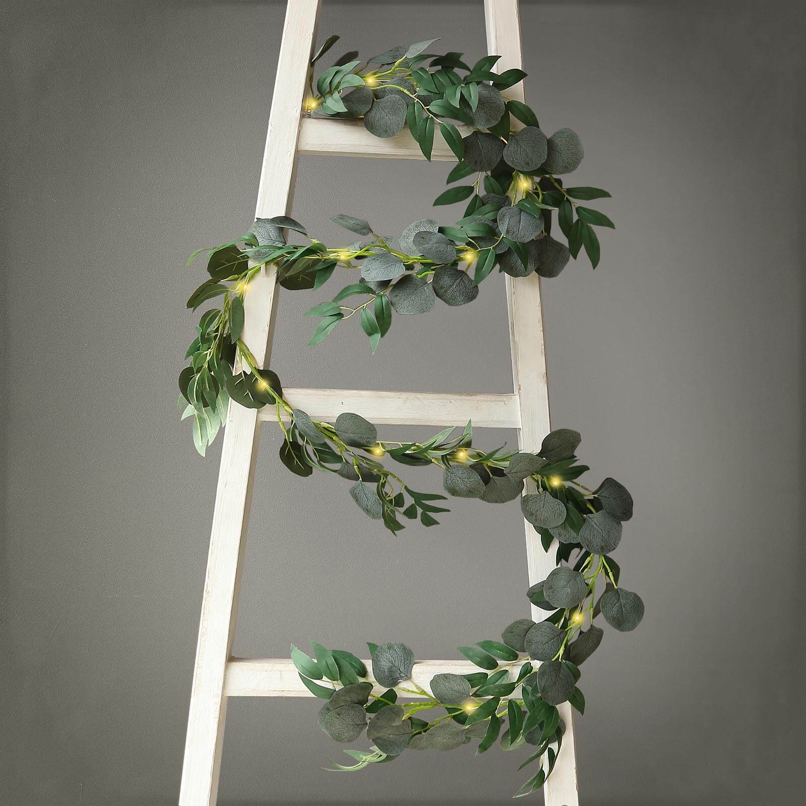 6 feet  Green Artificial Eucalyptus Leaf Garland String Lights