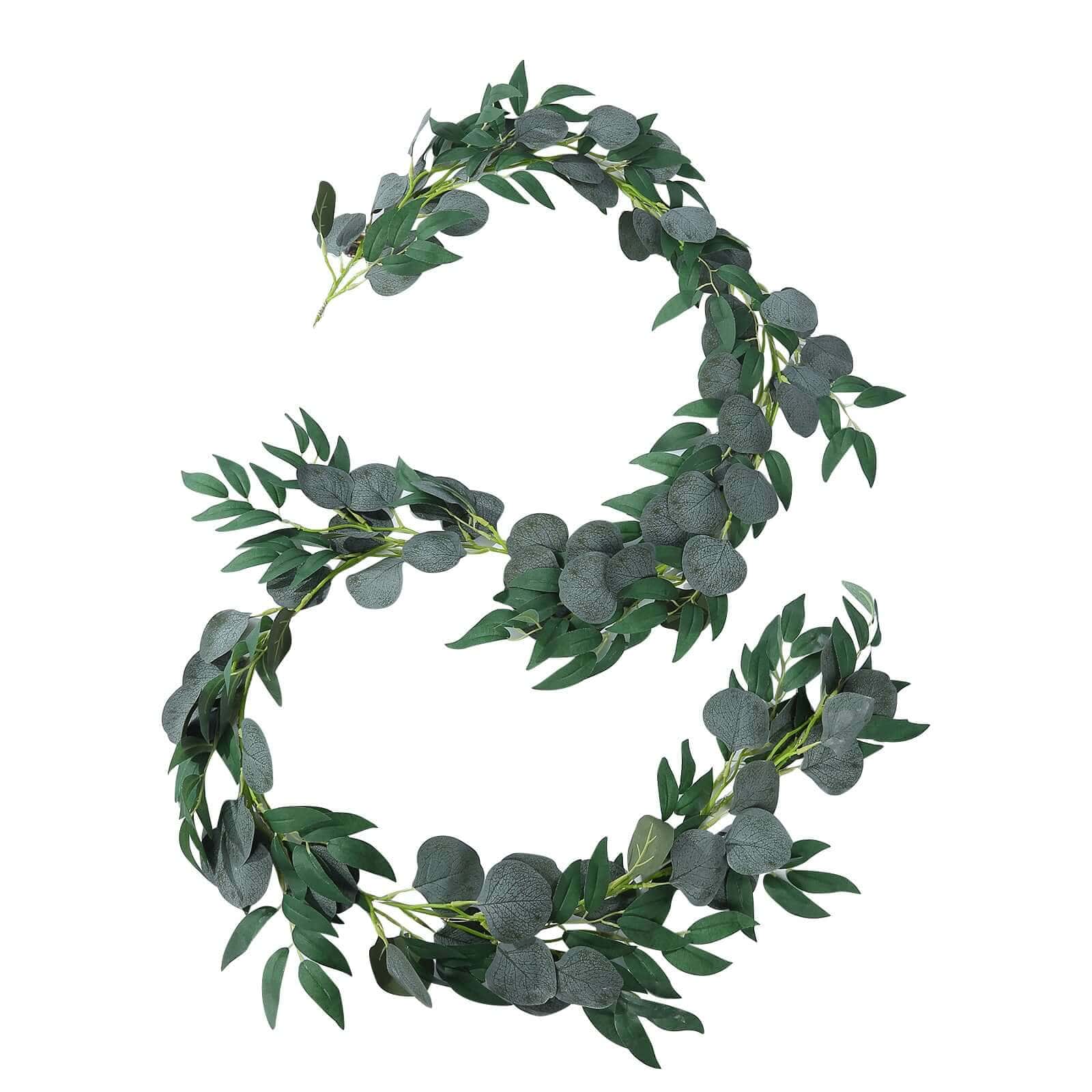 6 feet  Green Artificial Eucalyptus Leaf Garland String Lights