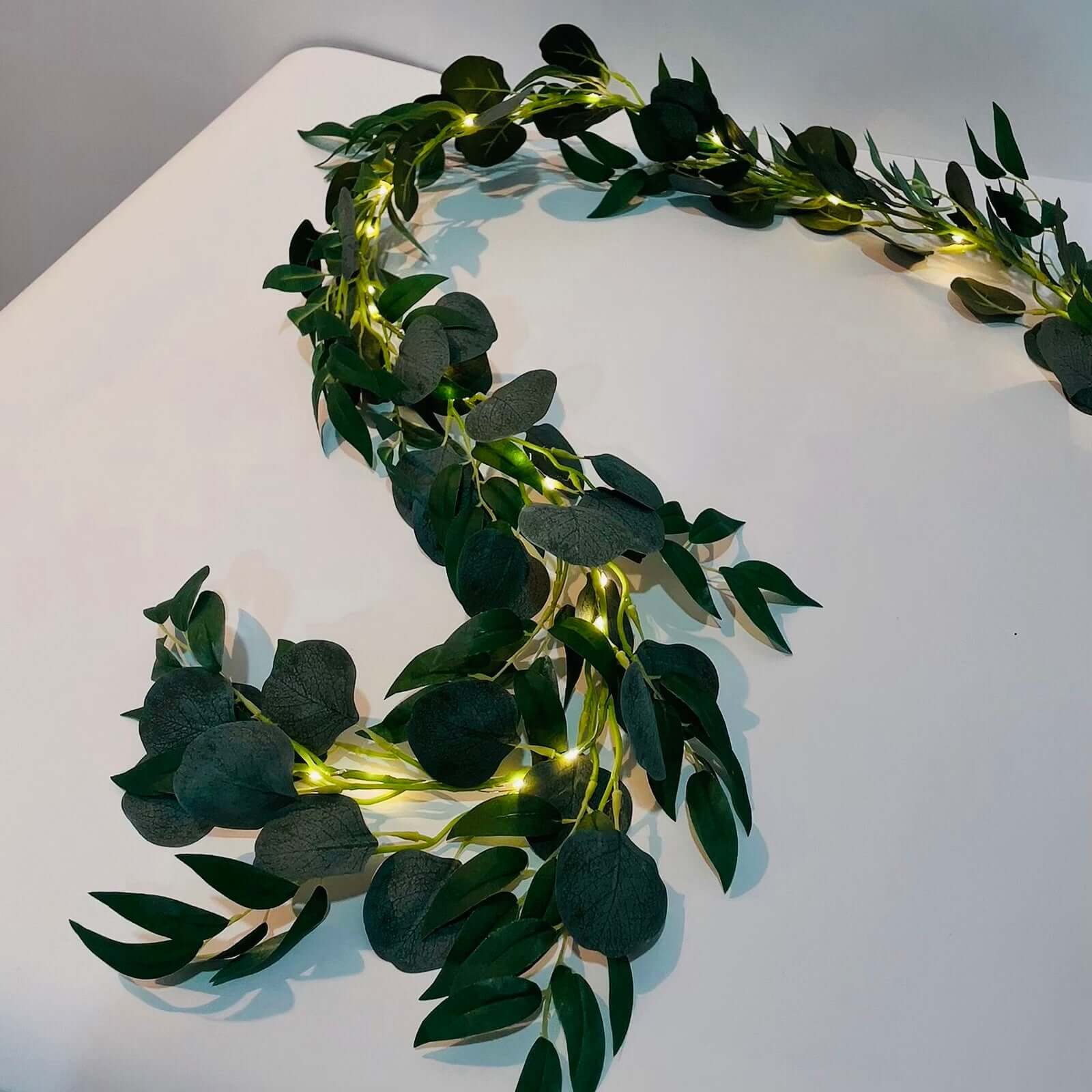 6 feet  Green Artificial Eucalyptus Leaf Garland String Lights