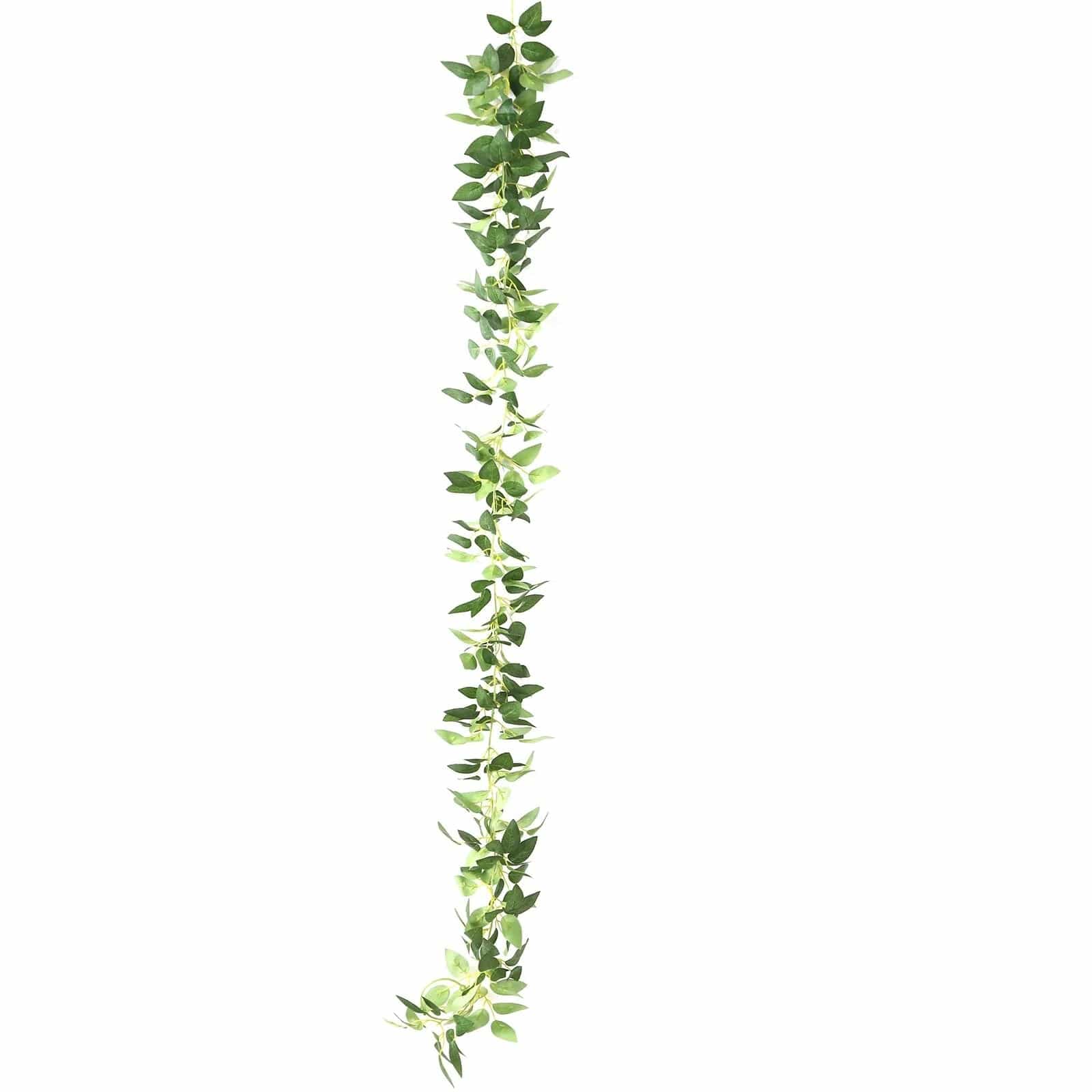 6 feet Green Artificial Rose Leaves Garland with LED Lights