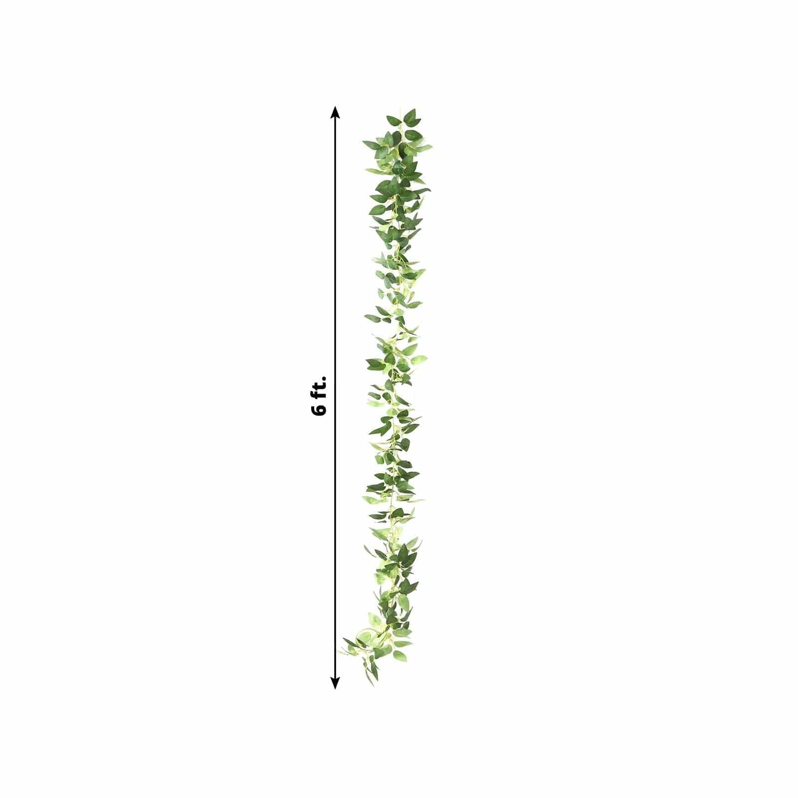 6 feet Green Artificial Rose Leaves Garland with LED Lights