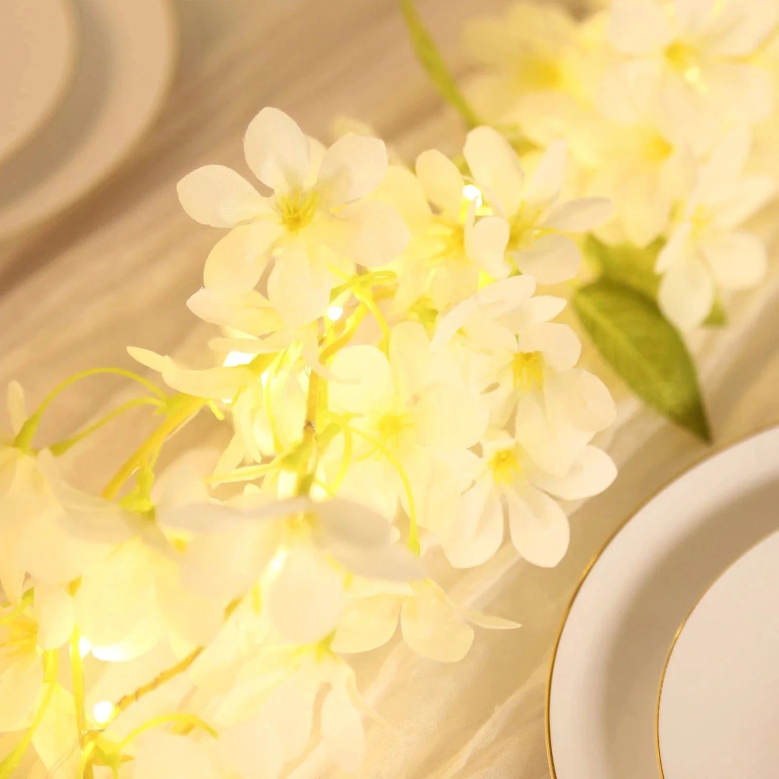 6 feet Jasmine Design Silk Flower Garland Vine Light