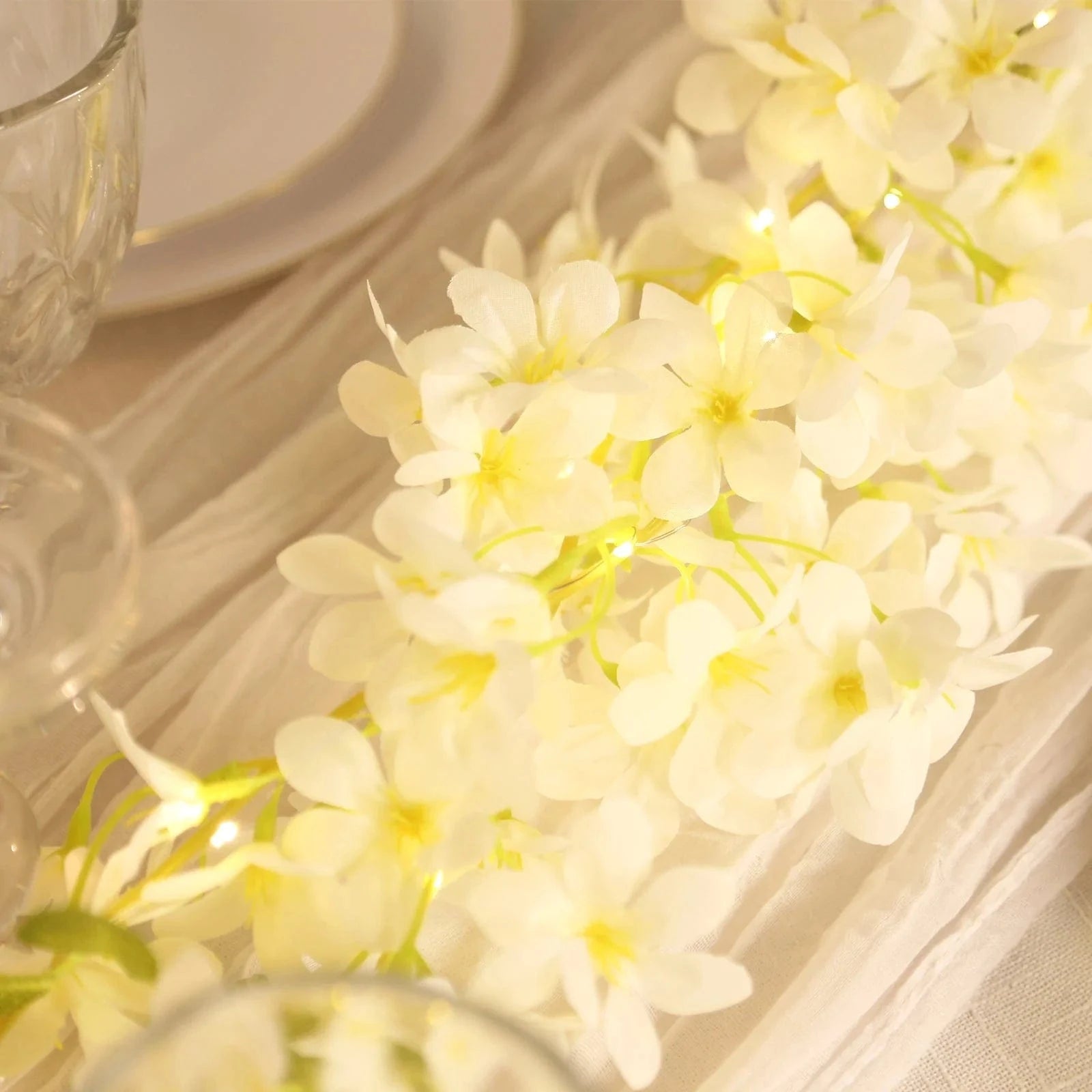 6 feet Jasmine Design Silk Flower Garland Vine Light