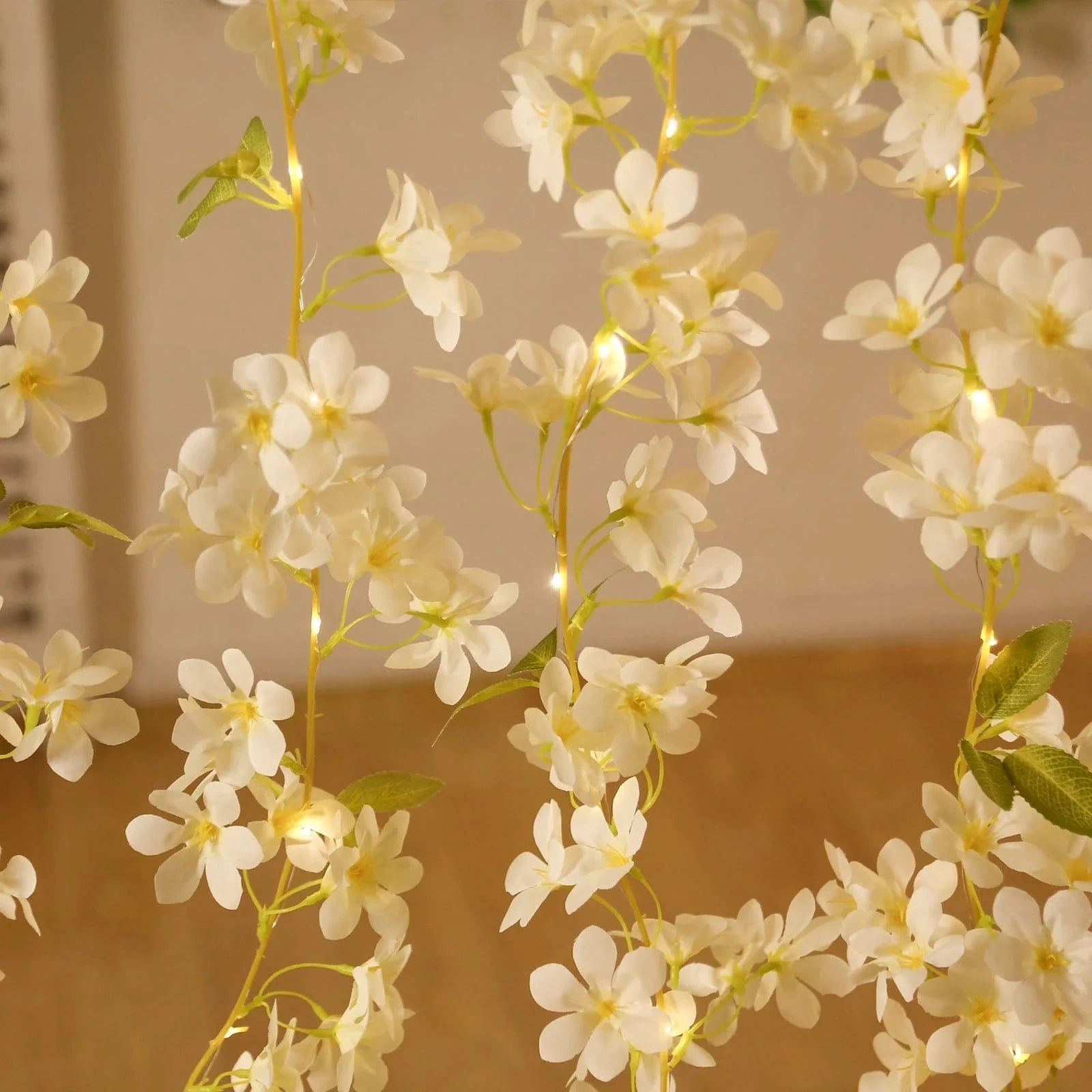 6 feet Jasmine Design Silk Flower Garland Vine Light