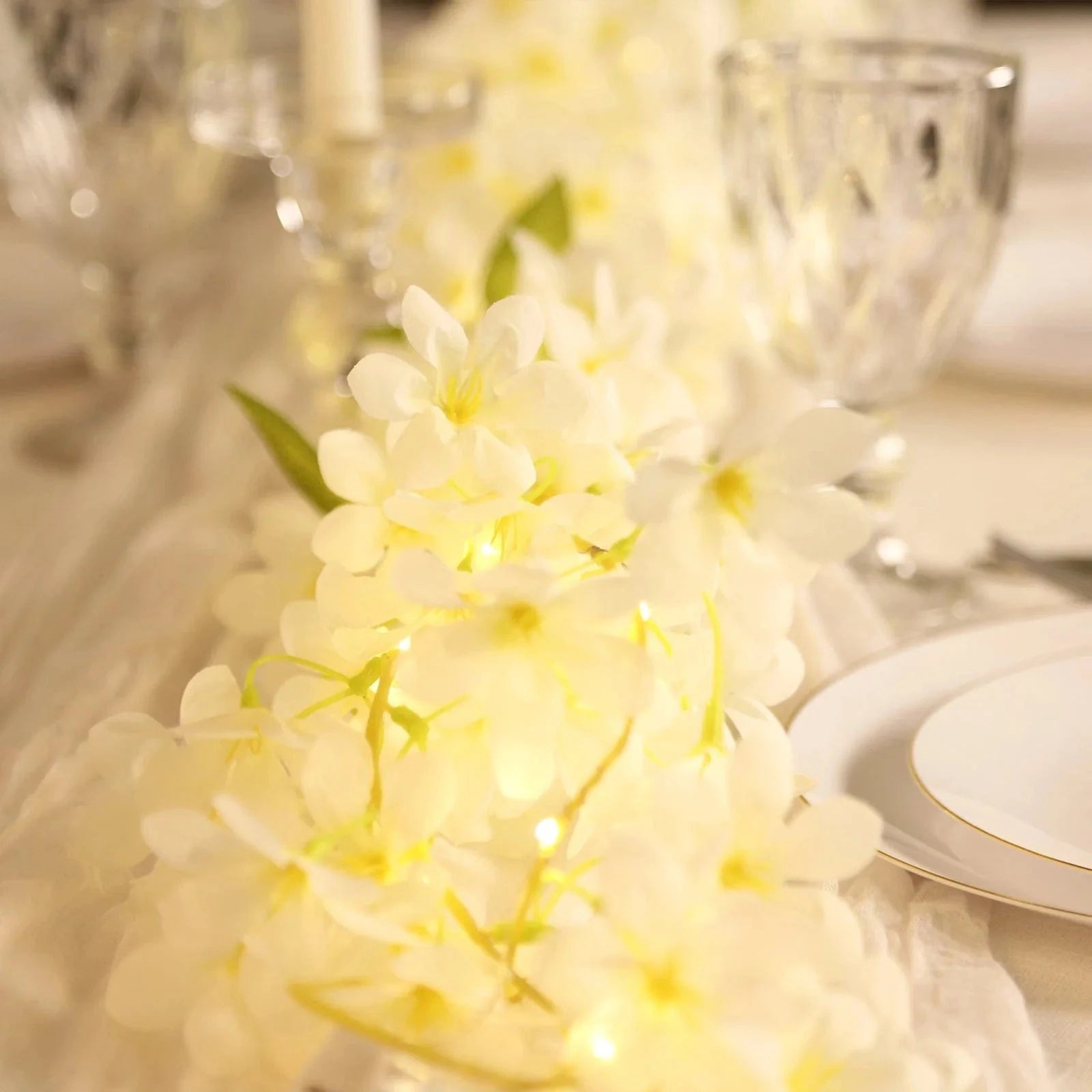 6 feet Jasmine Design Silk Flower Garland Vine Light