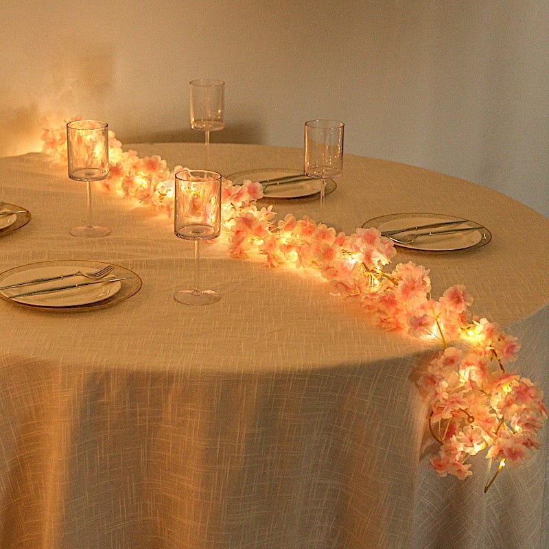 6 feet Pink LED Artificial Cherry Blossom Garland Fairy Lights