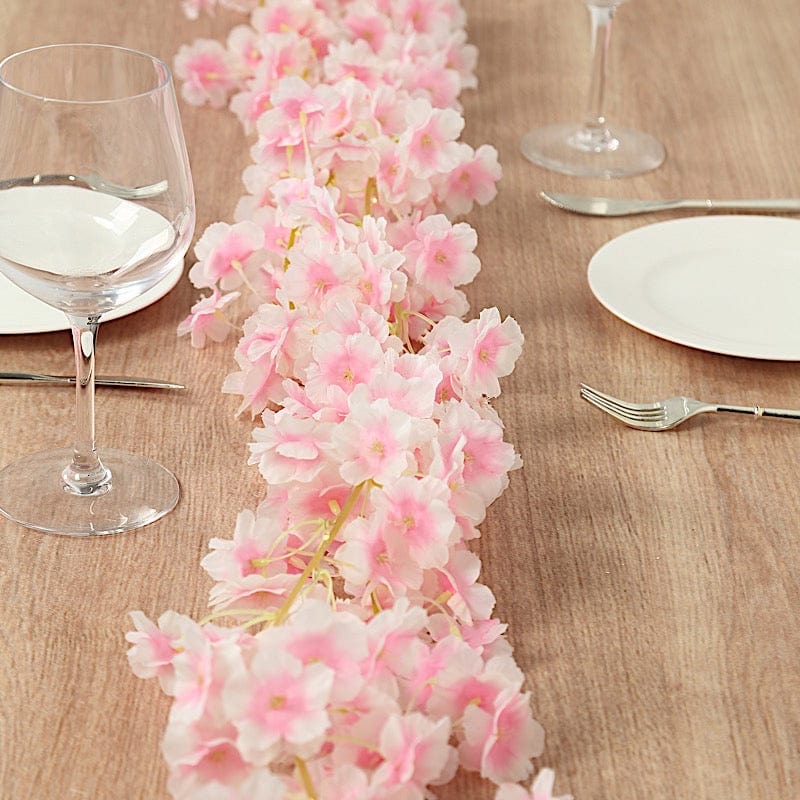 6 feet Pink LED Artificial Cherry Blossom Garland Fairy Lights